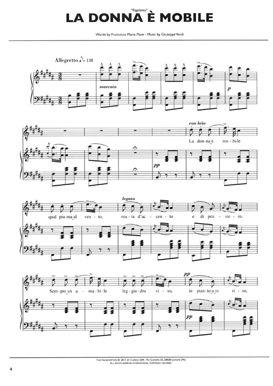 Andrea Bocelli Concerto One Night in Central Park Piano, Voice and Guitar