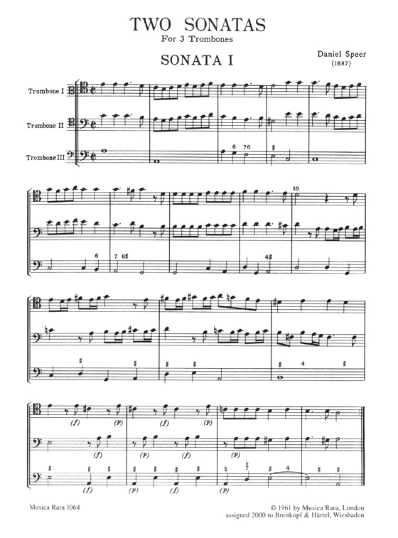 Georg Daniel Speer Two Sonatas for Three Trombones