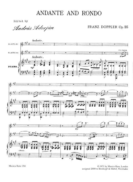 Franz Doppler Andante and Rondo for Two Flutes and Piano Op. 25