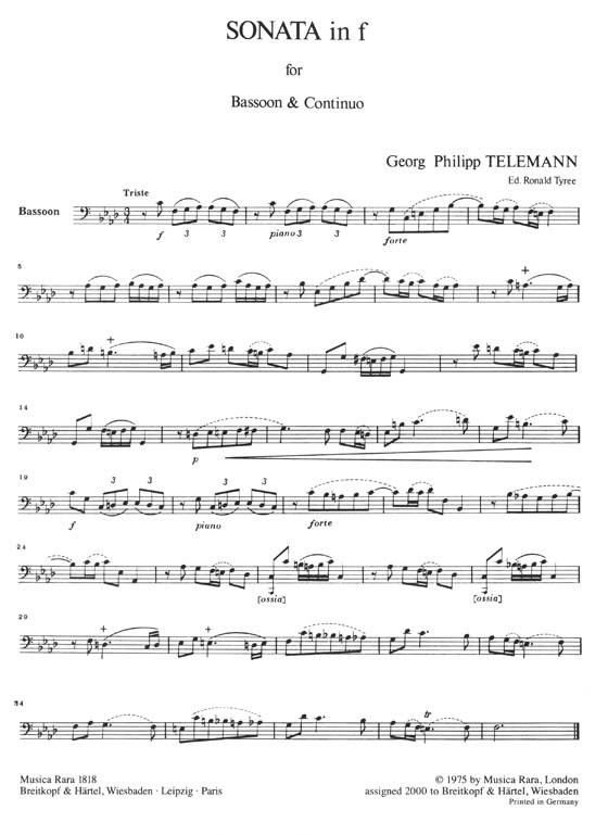 Telemann【Sonata in F minor 】for Bassoon and Basso Continuo
