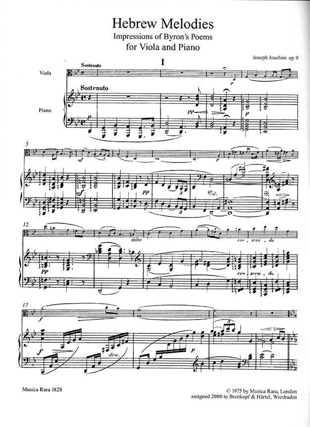 Joseph Joachim Hebrew Melodies for Viola and Piano Op. 9