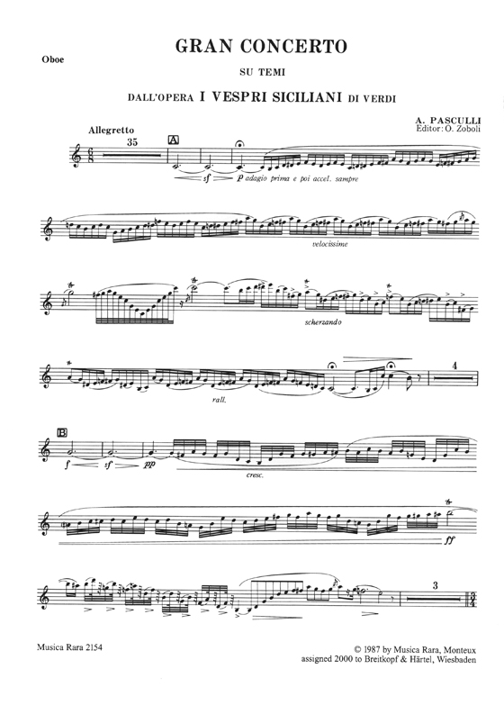 Antonino Pasculli Gran Concerto for Oboe and Orchestra Edition for Oboe and Piano