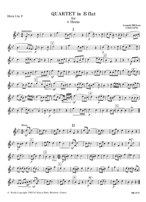 L. Měchura Quartet in B♭ for 4 Horns