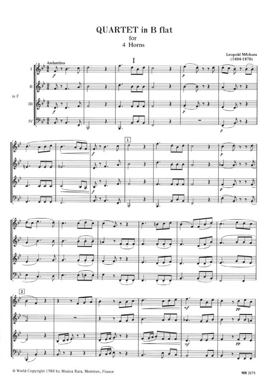 L. Měchura Quartet in B♭ for 4 Horns