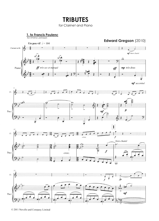 Edward Gregson Tributes for Clarinet and Piano