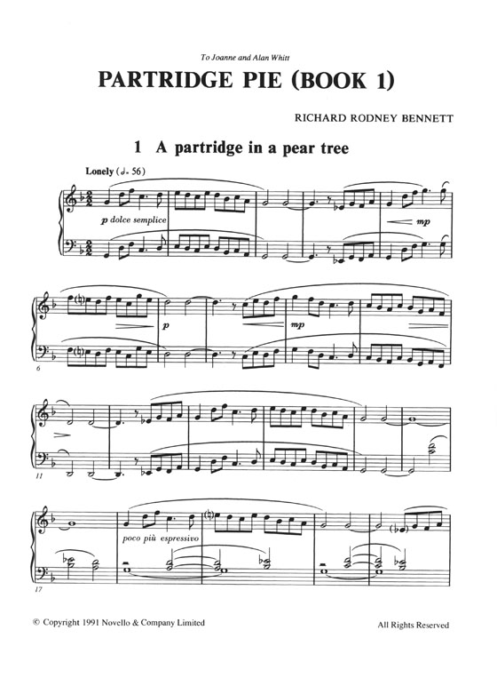 Richard Rodney Bennett: Partridge Pie Book 1 for Piano