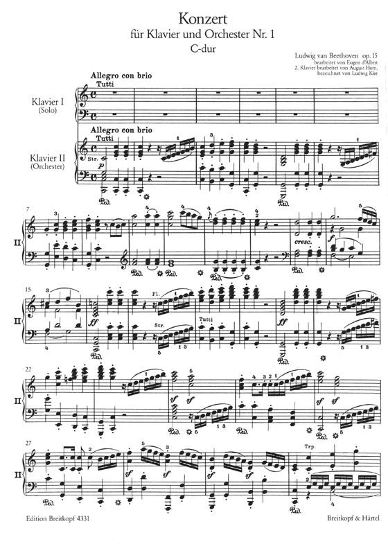 Beethoven Konzert für Klavier und Orchester Nr. 1 C-dur Op. 15, Ausgabe für zwei Klaviere Beethoven Konzert für Klavier und Orchester Nr. 1 C-dur Op. 15, Ausgabe für zwei Klaviere