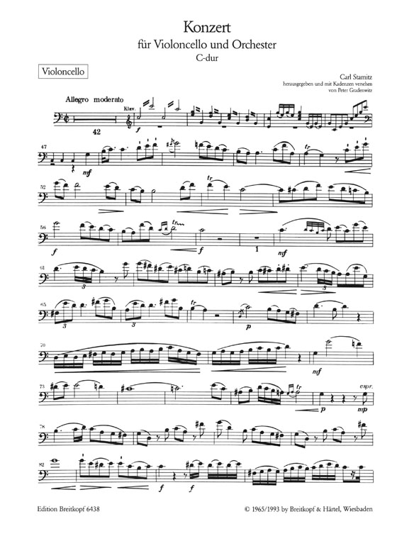 C. Stamitz Konzert für Violoncello und Orchester C-dur Ausgabe für Violoncello und Klavier
