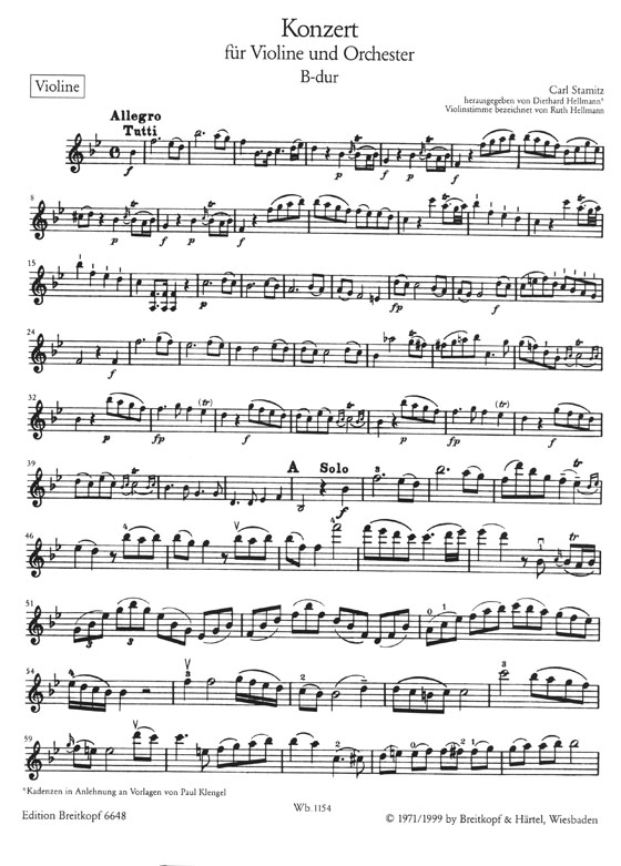 C. Stamitz Konzert B-dur für Violine und Orchester Ausgabe für Violine und Orchester
