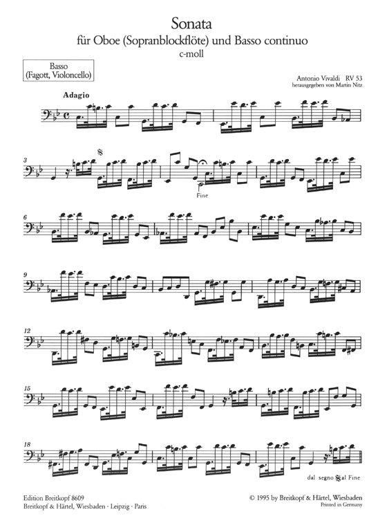 Vivaldi【Sonate c-moll】für Oboe(Sopranblockfloete) und Basso Continuo