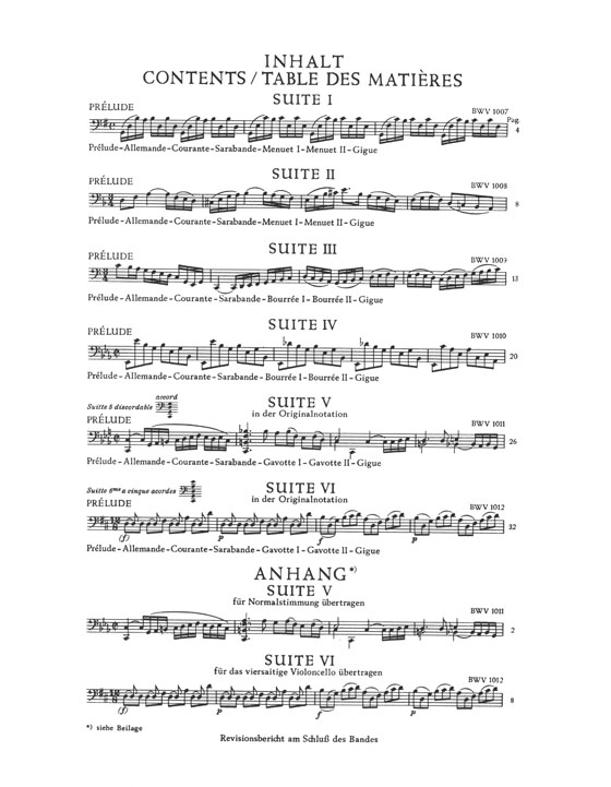 J.S.Bach【Sechs Suiten】Six Suites Violoncello Solo , BWV 1007-1012