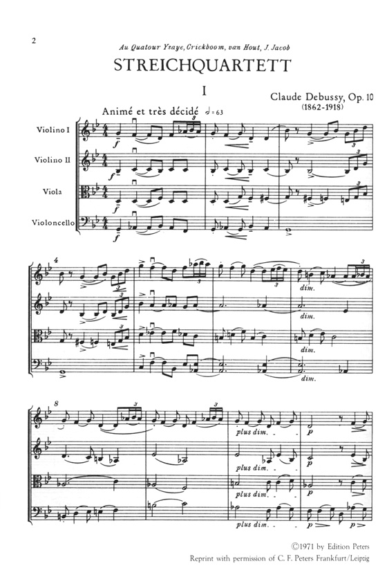 Debussy【Quatuor a cordes】g mall, Op. 10 ドビュッシー/弦楽四重奏曲 ト短調 作品10 Debussy【Quatuor a cordes】g mall, Op. 10 ドビュッシー/弦楽四重奏曲 ト短調 作品10