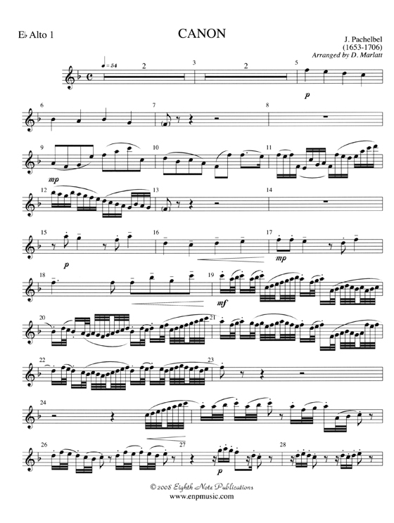 Johann Pachelbel Canon for Saophone Quartet(AATB) Medium-Difficult