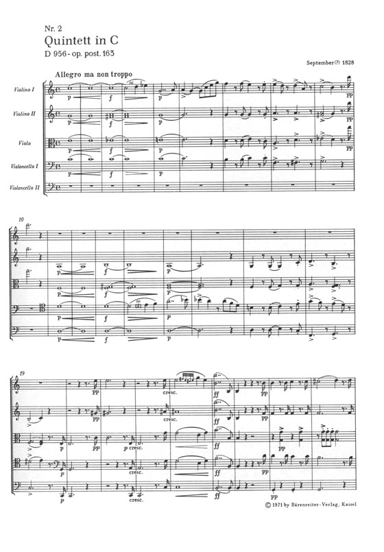 Schubert String Quintet C major D 956 - op. post. 163 Schubert String Quintet C major D 956 - op. post. 163