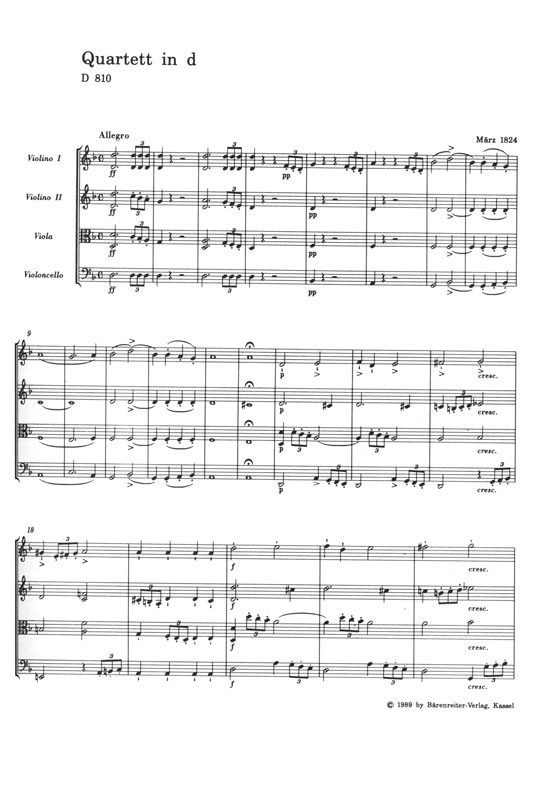 Schubert String Quartet in D minor "Death and the Maiden" D 810