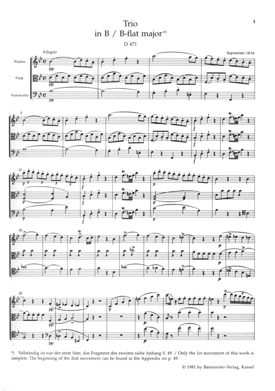 Schubert Complete String Trios for Violin, Viola and Violoncello Schubert Complete String Trios for Violin, Viola and Violoncello