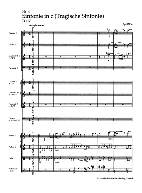 Schubert Symphony No.4 in C minor "Tragic" , D417 Schubert Symphony No.4 in C minor "Tragic" , D417
