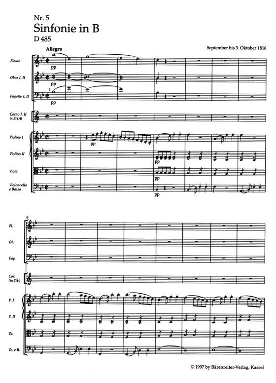 Schubert Symphony No.5 in B-flat major , D485 Schubert Symphony No.5 in B-flat major , D485