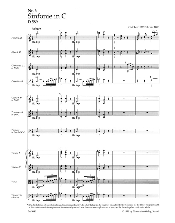 Schubert Symphony No.6 in C major , D589 Schubert Symphony No.6 in C major , D589