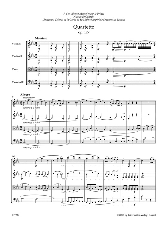 Beethoven Streichquartett in Es/String Quartet in E-flat major, Op.127 Beethoven Streichquartett in Es/String Quartet in E-flat major, Op.127