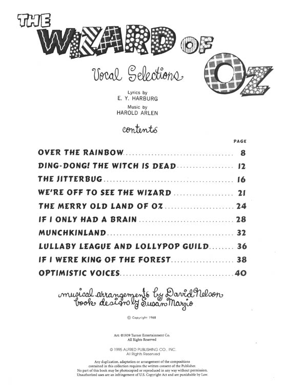 The Wizard Of Oz Piano／Vocal／Chords