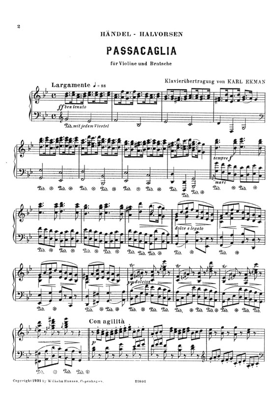 Halvorsen/Händel Passacaglia for Violin and Viola Arranged for Piano (鋼琴獨奏譜) Halvorsen/Händel Passacaglia for Violin and Viola Arranged for Piano (鋼琴獨奏譜)